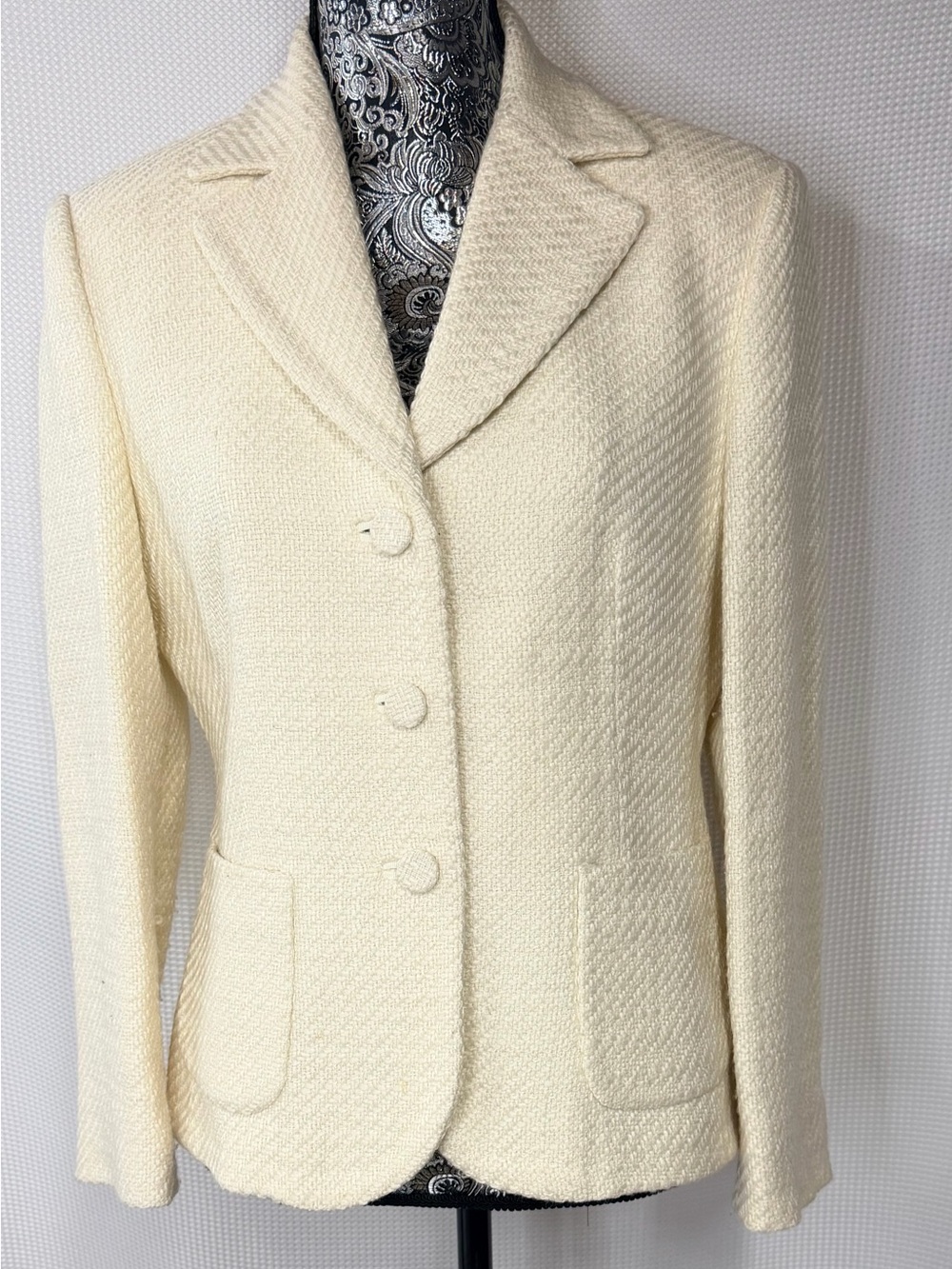 Tommy Hilfiger Ivory Tweed Blazer Jacket
